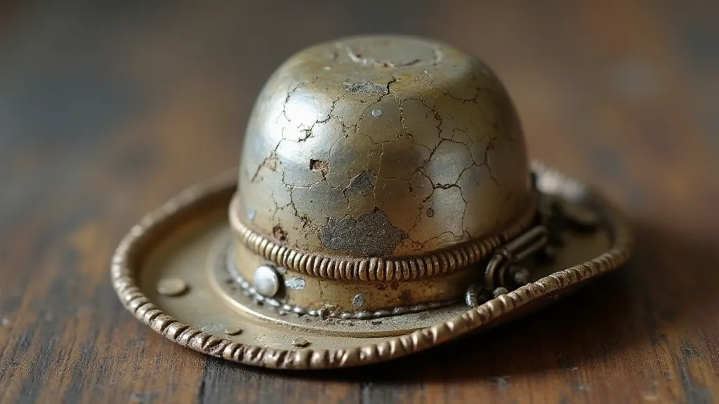 Antique hat pin revealing base metal