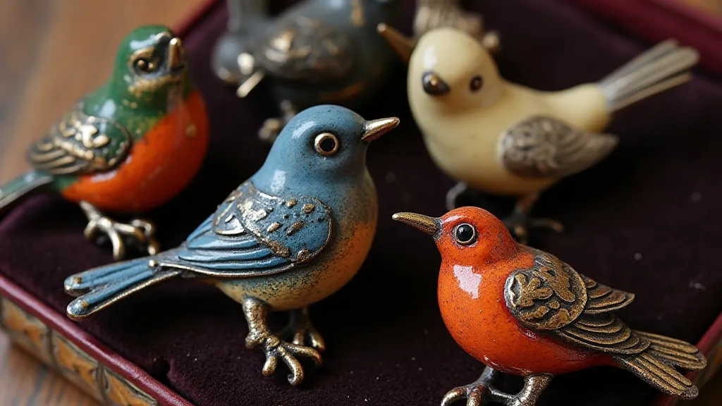 Antique bird-themed hat pins
