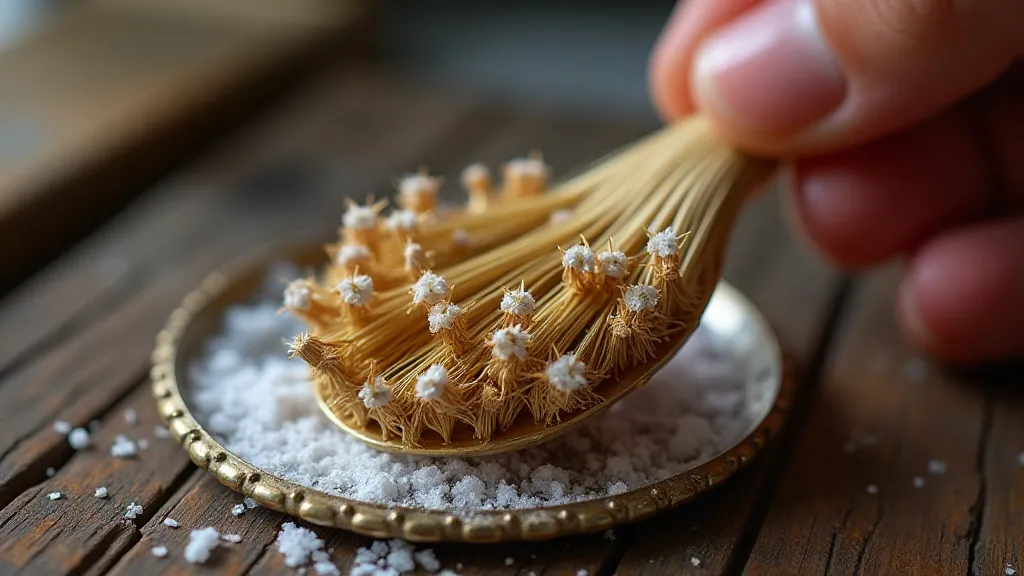 Antique gold hat pin being cleaned