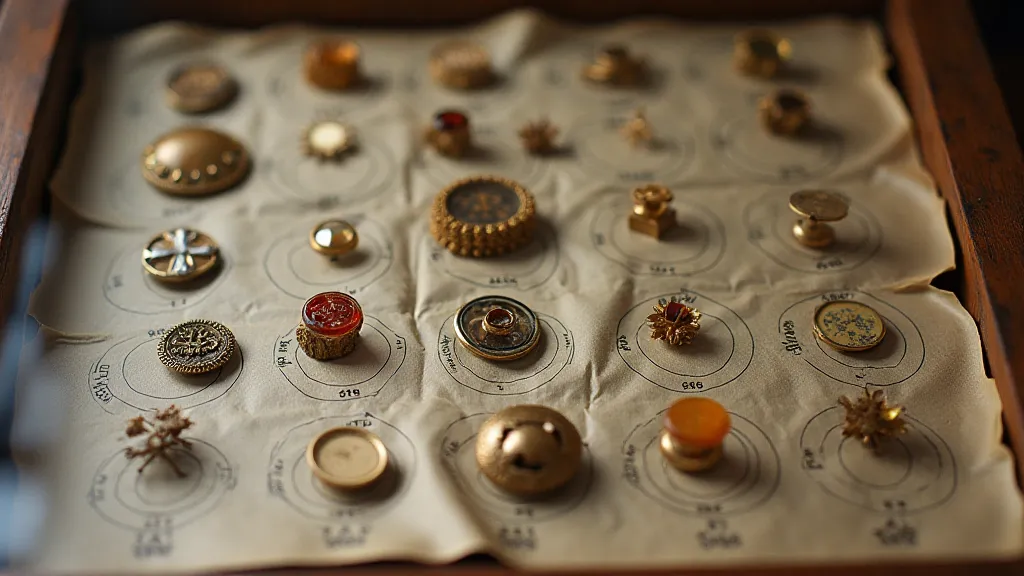Antique hat pins displayed in a shadow box