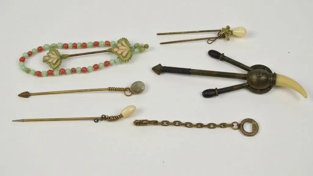 Collection of antique hat pin materials