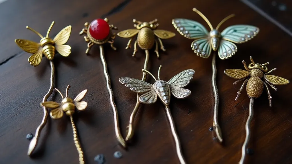 Antique insect-themed hat pins