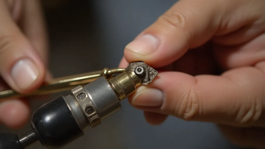 Close inspection of a maker's mark using a jeweler's loupe