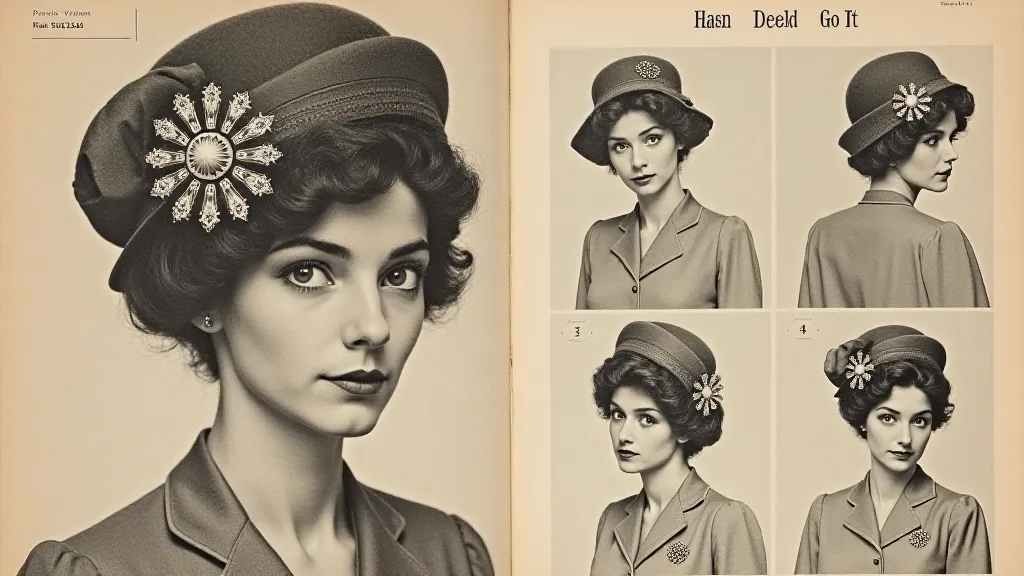 Vintage fashion magazine with a hat pin